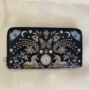 Alexander McQueen Nocturnal Print Calf Leather Skull Wallet